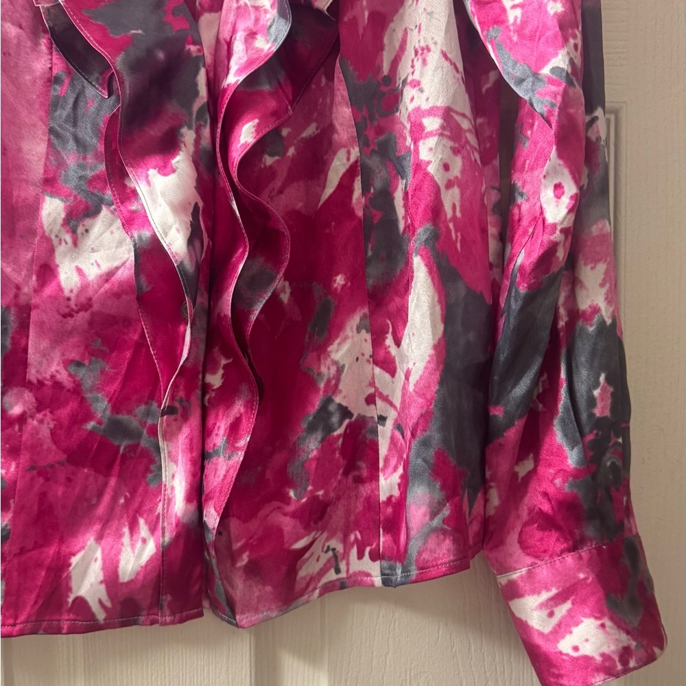 Jones New York Pink and Gray Patterned Blouse - Picture 4 of 8